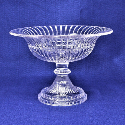 Pedestal Bowl, Striped Glass, Large Fruit Bowl