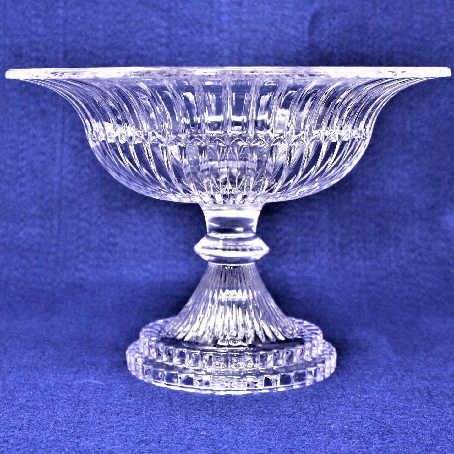 Pedestal Bowl, Striped Glass, Large Fruit Bowl
