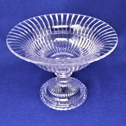 Pedestal Bowl, Striped Glass, Large Fruit Bowl