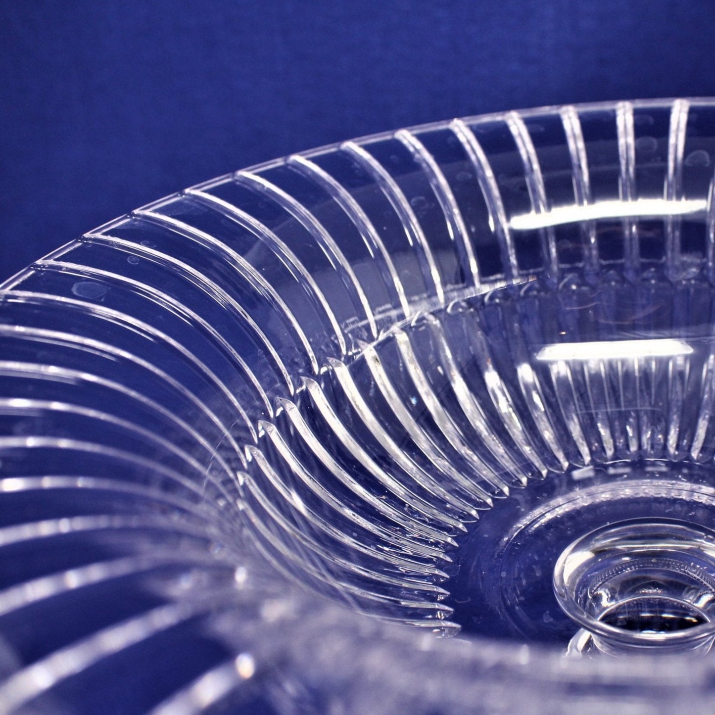 Pedestal Bowl, Striped Glass, Large Fruit Bowl