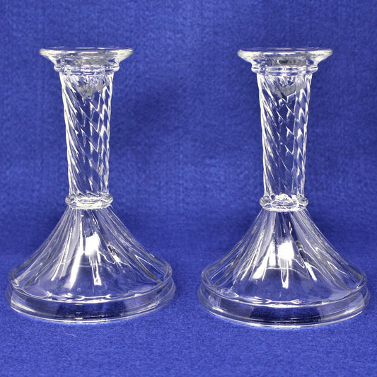 Candle Holders, Indiana Glass, Innovations of Light, Caledonia, Set of 2, Vintage