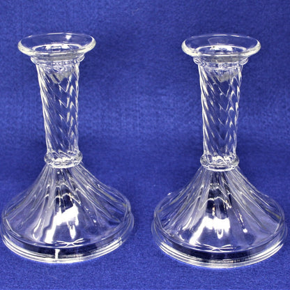 Candle Holders, Indiana Glass, Innovations of Light, Caledonia, Set of 2, Vintage