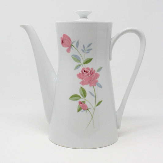 Coffee Pot, Enchante, Camelot Rose, Porcelain, Vintage Retro