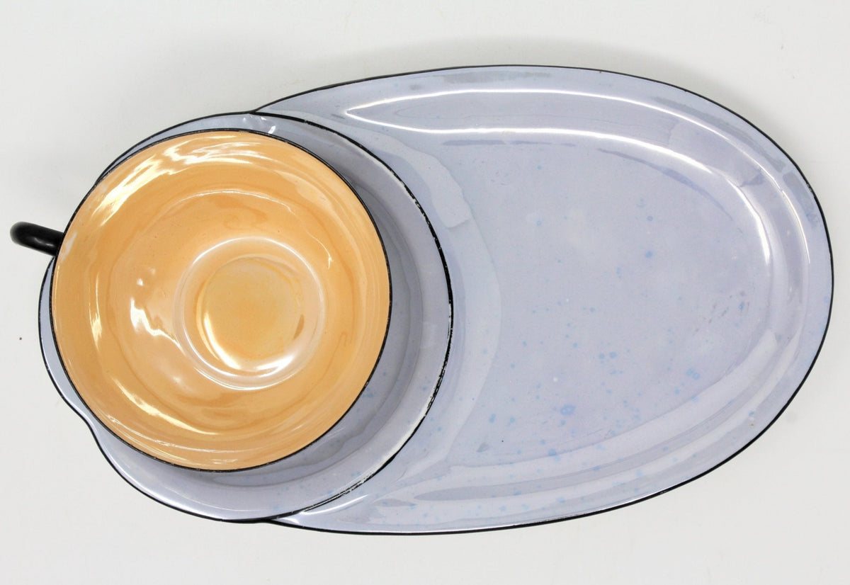 Snack Set: Iridescent Lusterware, Lilac & Peach, Bone China, Germany, Vintage 1940s - SOLD