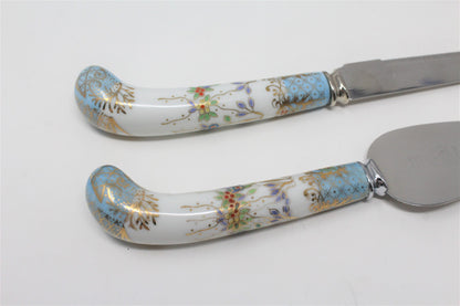 Cheese Knife & Spreader Set, House of Prill, Chinoiserie, Set of 2,England