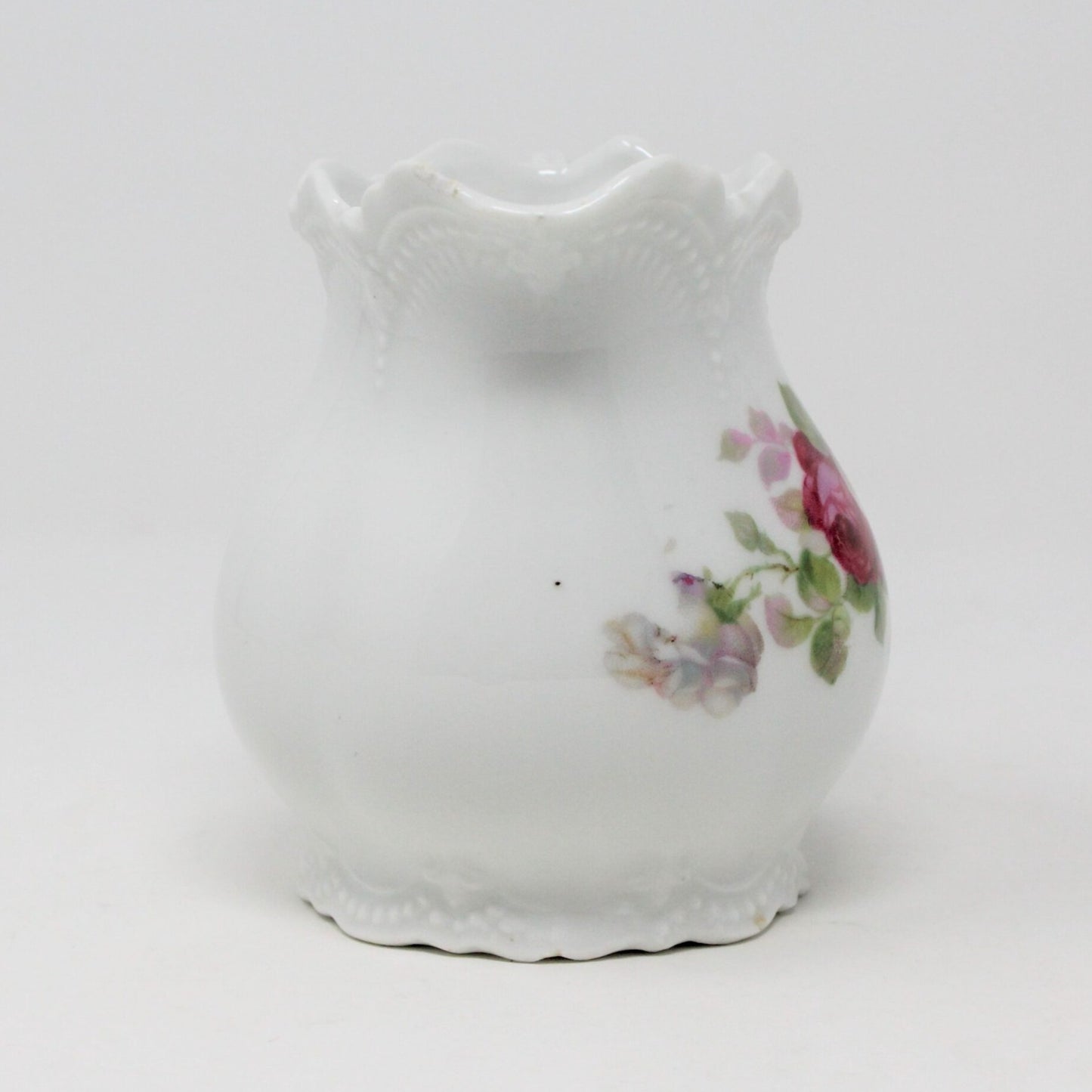 Creamer, Leuchtenburg, Pink Roses, Germany, Antique Porcelain