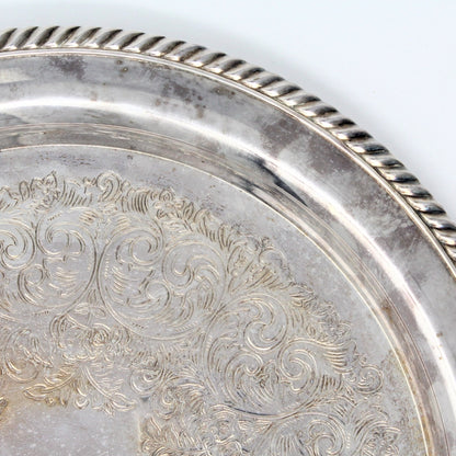 Tray, Wm A. Rogers, Oneida Silverplate, Rope Edge 12", Vintage