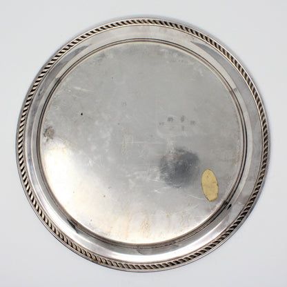 Tray, Wm A. Rogers, Oneida Silverplate, Rope Edge 12", Vintage