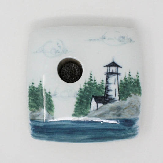 Flower Frog, Georgetown Pottery Ikebana Vase, Coastal Lighthouse, Ceramic