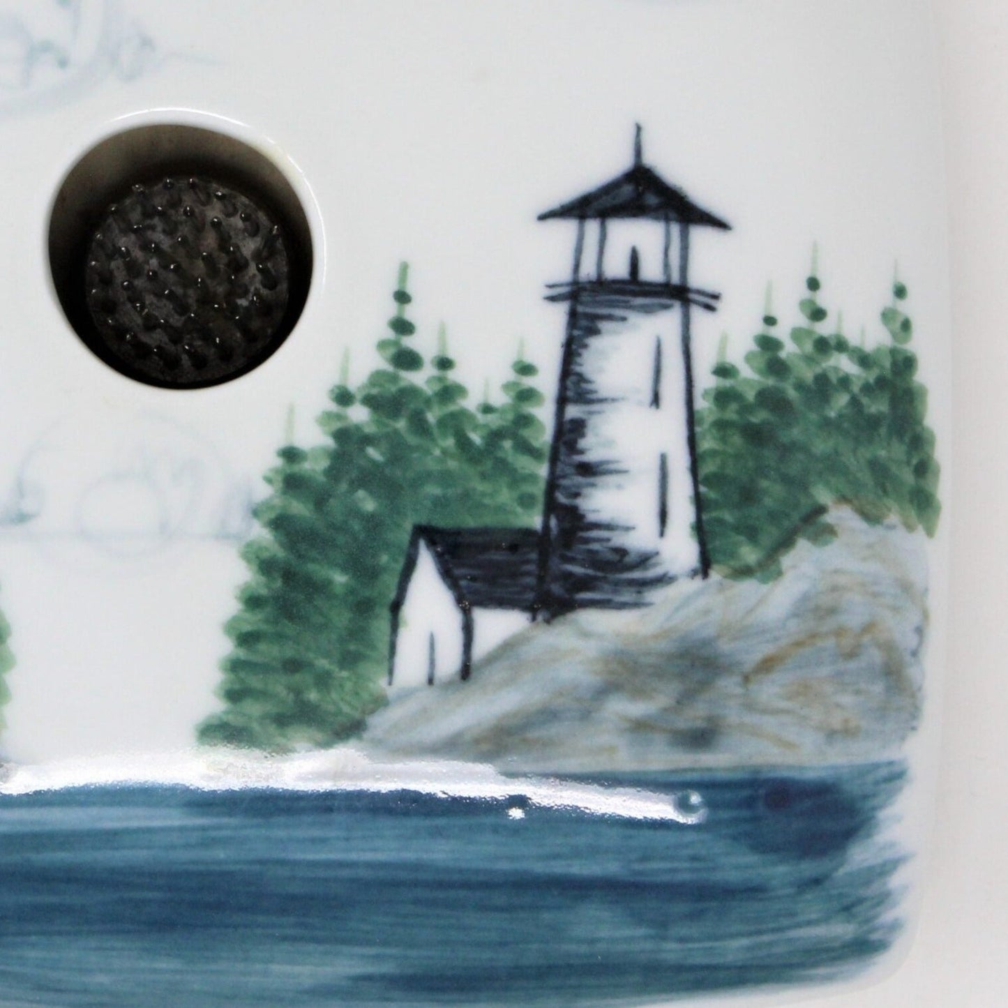 Flower Frog, Georgetown Pottery Ikebana Vase, Coastal Lighthouse, Ceramic