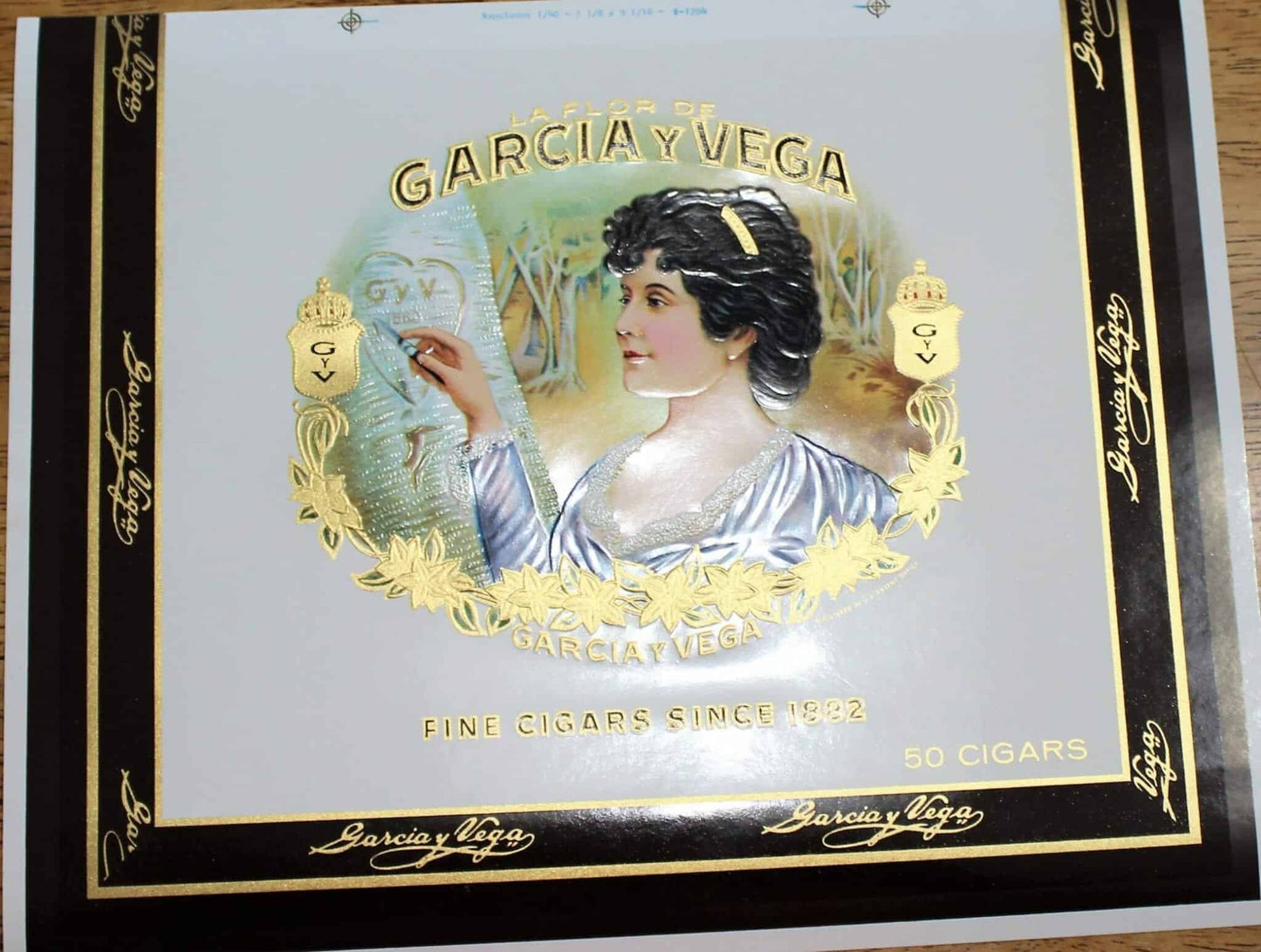 Cigar Box Label, Garcia y Vega Inner Label, Original 1930's, Vintage