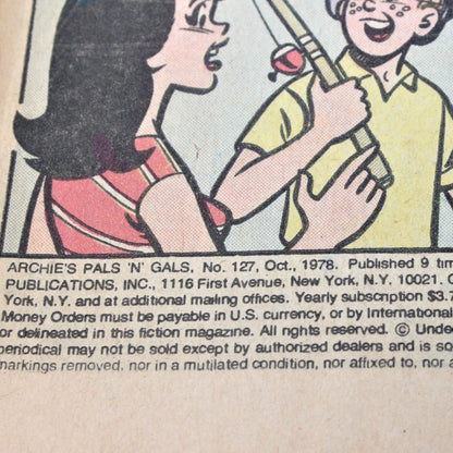 Comic Book, Archie's Pals 'n' Gals #127, Vintage 1978