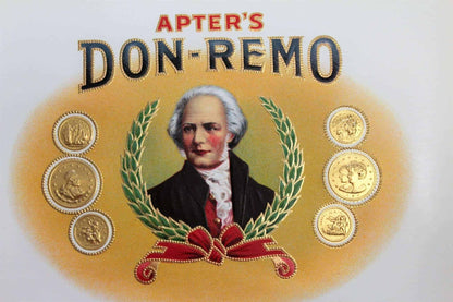 Cigar Box Label, Don Remo, Apter's, Original Lithograph, 1910's, NOS Antique