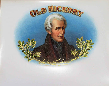 Cigar Box Label, Old Hickory, Original Lithograph, 1910's, NOS Antique