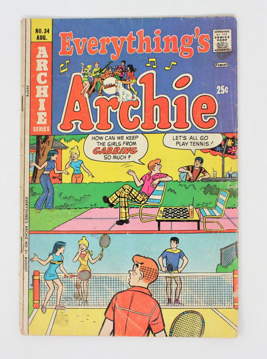 Comic Book, Archie Series, Everything's Archie #34, Vintage 1974