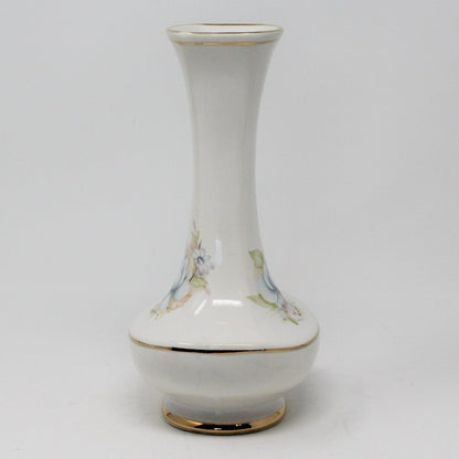 Bud Vase, Spyropoulos, Blue Floral, Greek Ceramics, Vintage