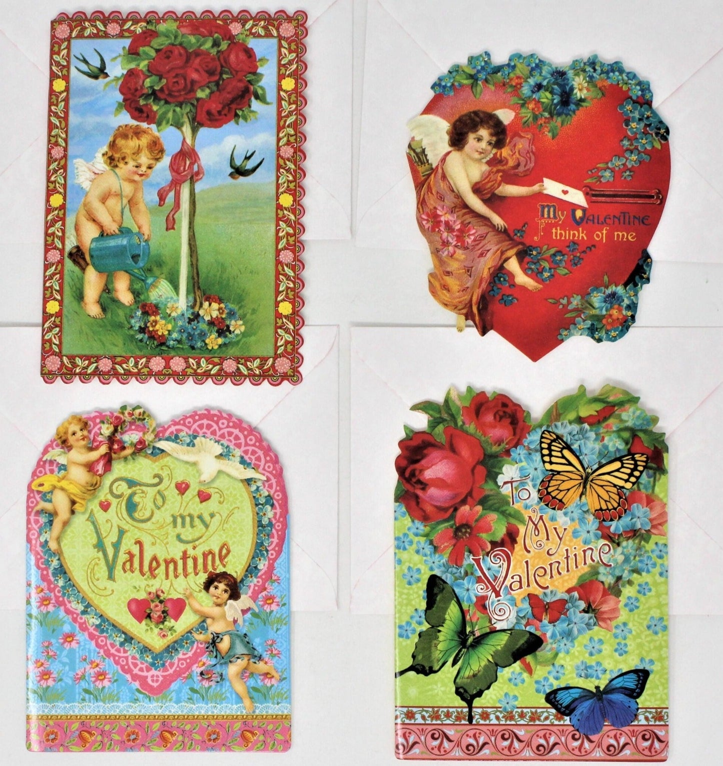 Greeting Card / Valentine, Kirshner Unused, Punch Studio, Set of 4, Cherubs, Blank