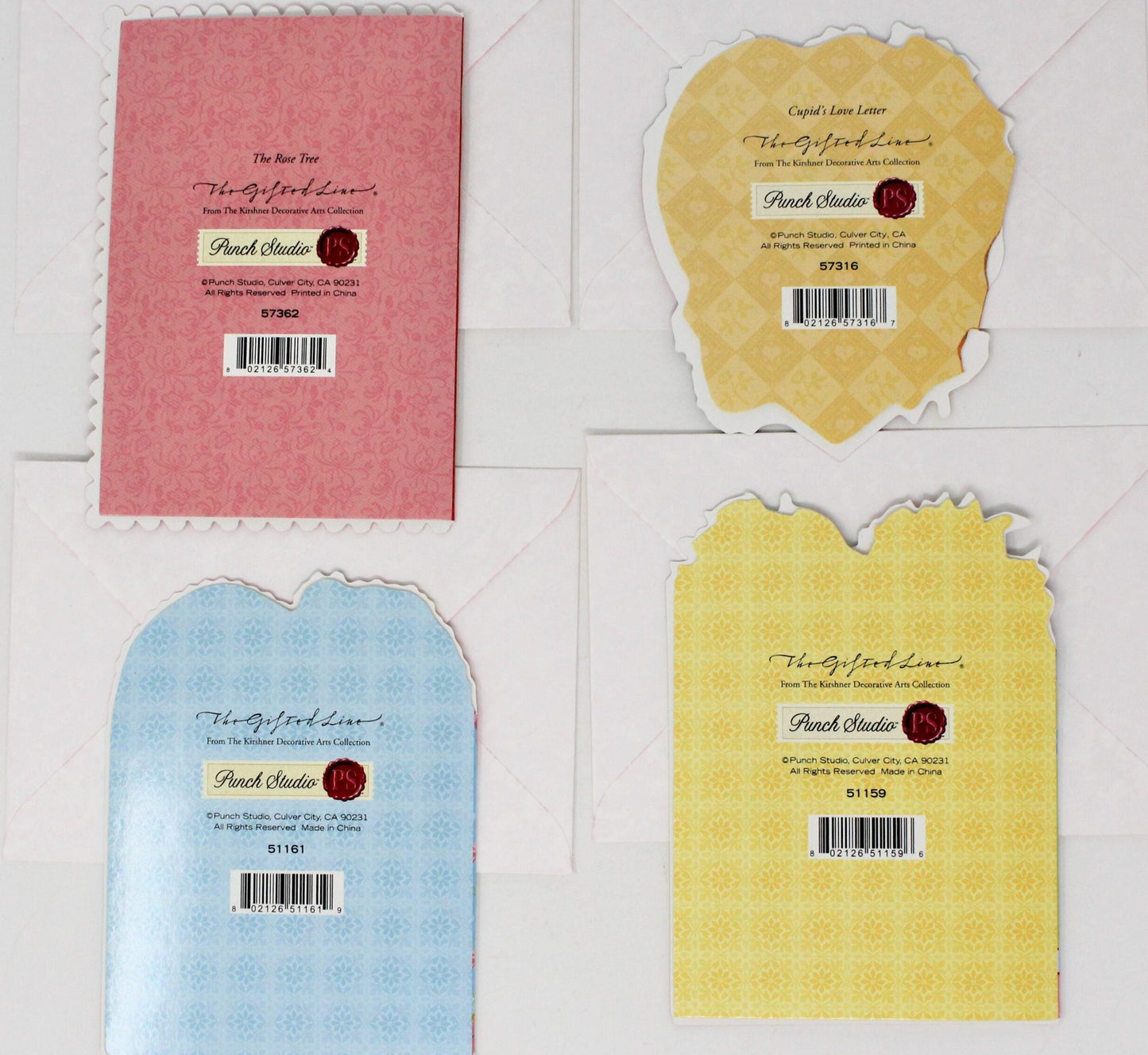 Greeting Card / Valentine, Kirshner Unused, Punch Studio, Set of 4, Cherubs, Blank