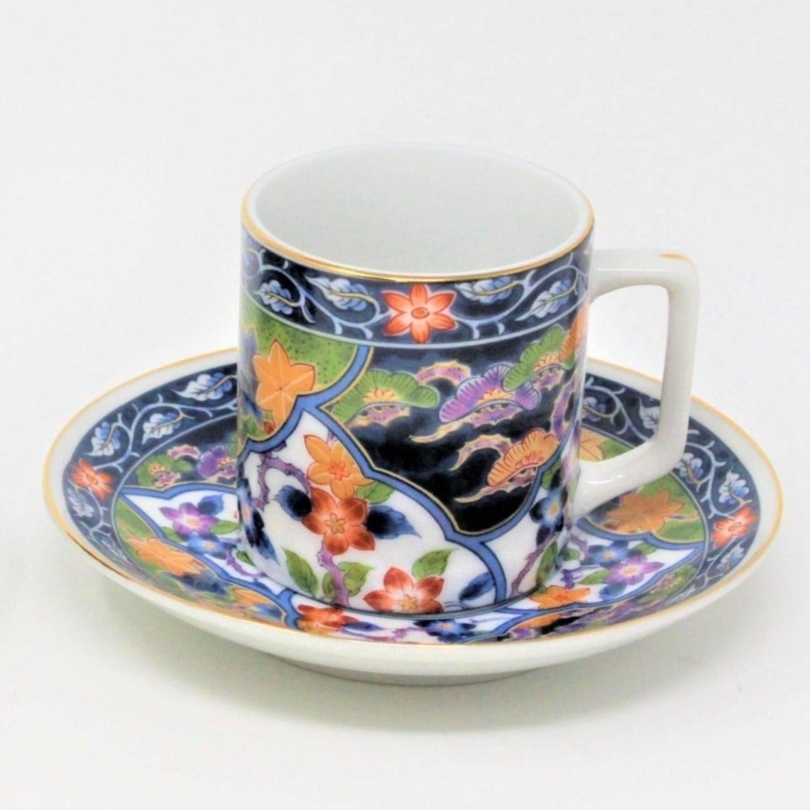 Demitasse & Saucer, Andrea by Sadek, Oriental Imari, Set of 2, Japan