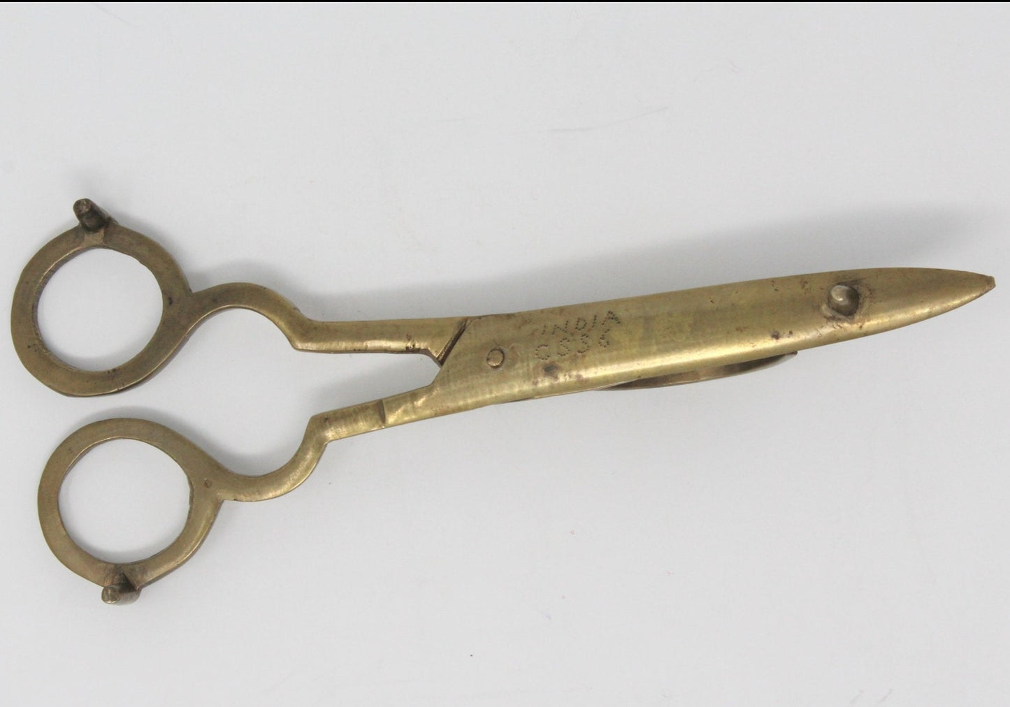 Candle Wick Trimmer Scissors, Carved Brass, India, Vintage