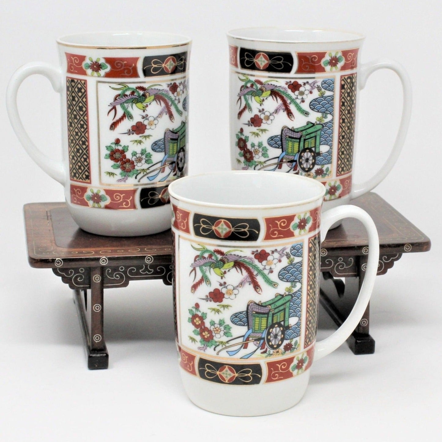 Mugs, Heritage Mint, Imari, Japan Porcelain, Set of 3, Vintage