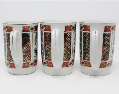 Mugs, Heritage Mint, Imari, Japan Porcelain, Set of 3, Vintage