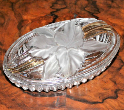 Trinket Box, Studio Nova, Golden Orchid, oval Frosted Glass Box