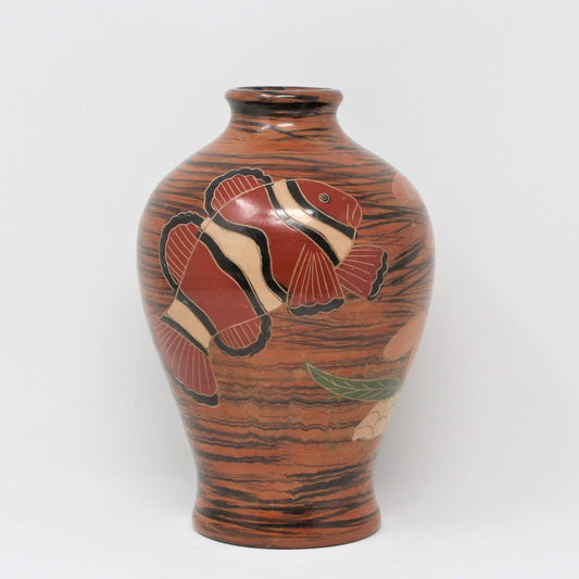 Vase, Coral Fish / Clown Fish, Hand Painted, Ceramic