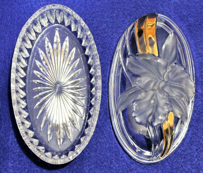 Trinket Box, Studio Nova, Golden Orchid, oval Frosted Glass Box