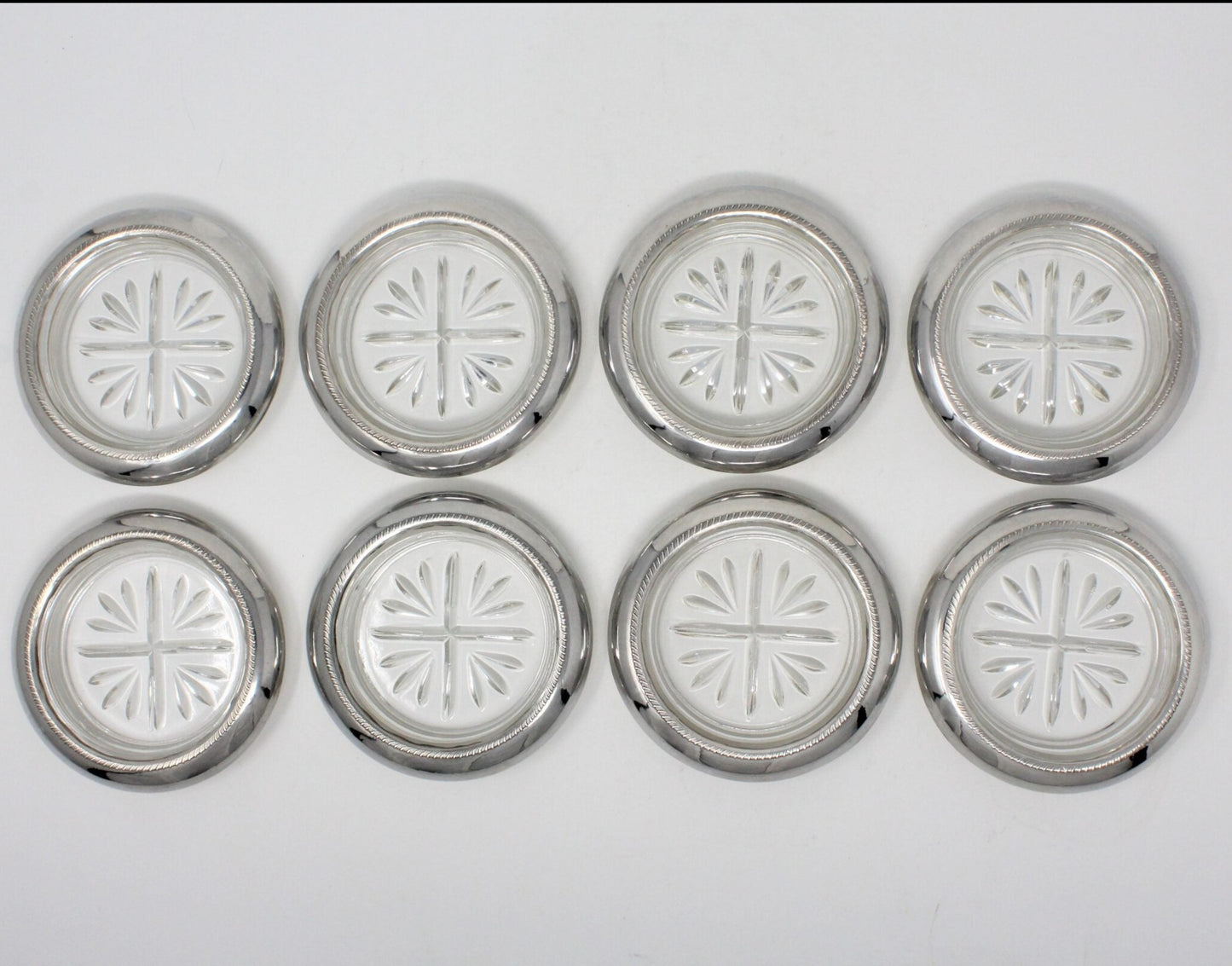 Coasters, FB Rogers, Margaret, Sterling Silver, Set of 8, Vintage