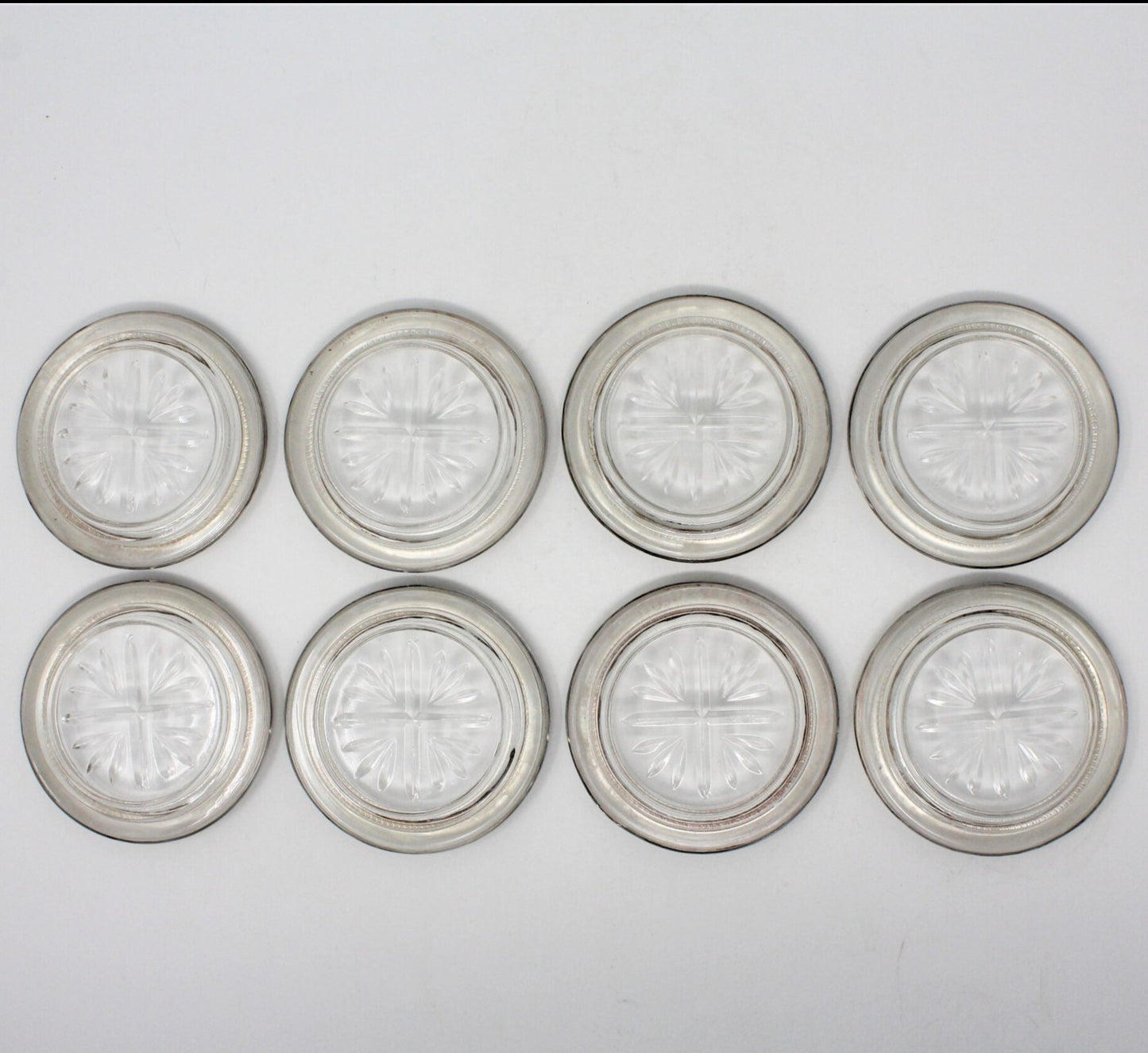 Coasters, FB Rogers, Margaret, Sterling Silver, Set of 8, Vintage