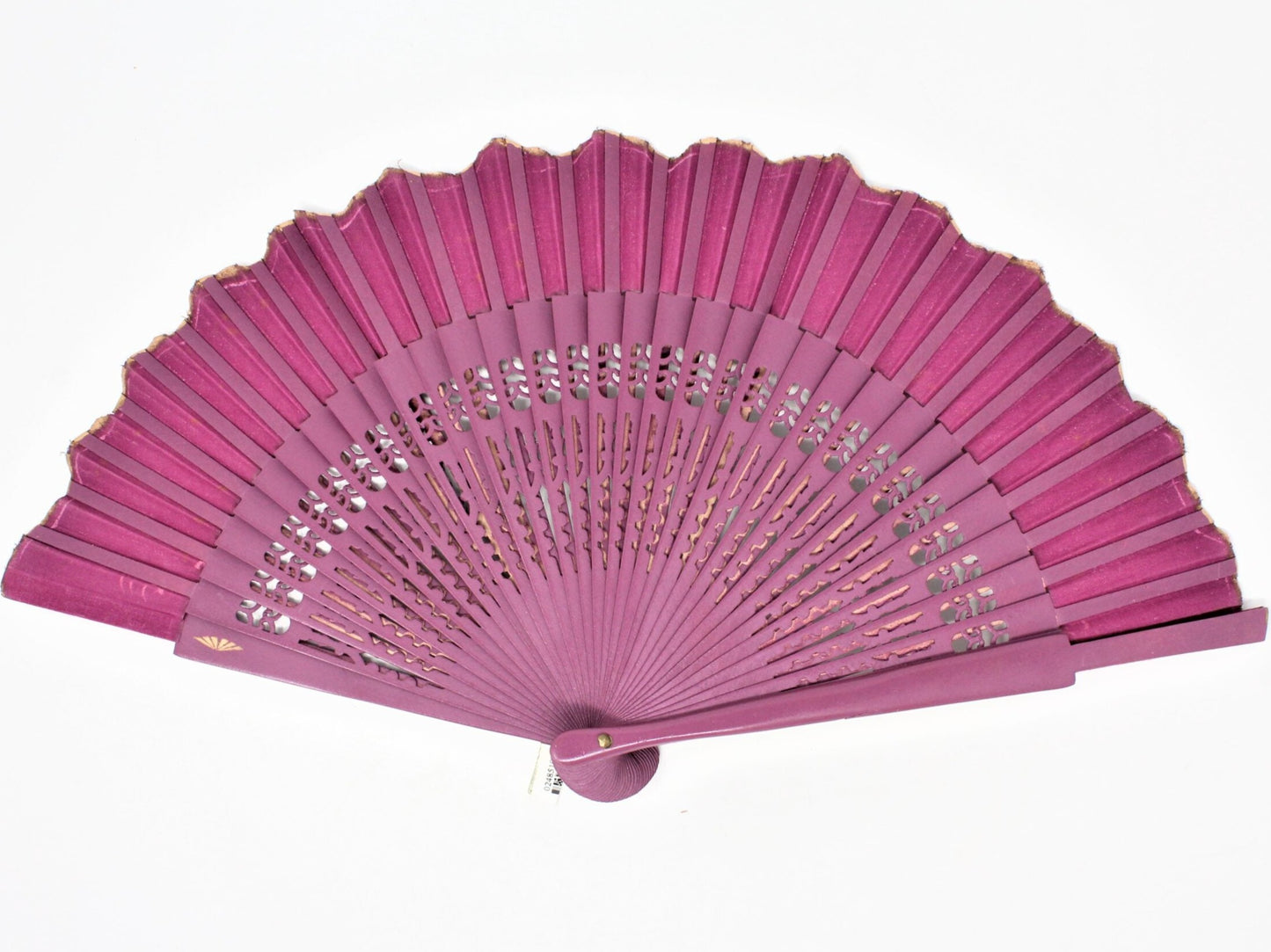 Hand Fan, Spanish Style, Folgado Romeu Hand Painted, Wood Open Cut-Work, Vintage