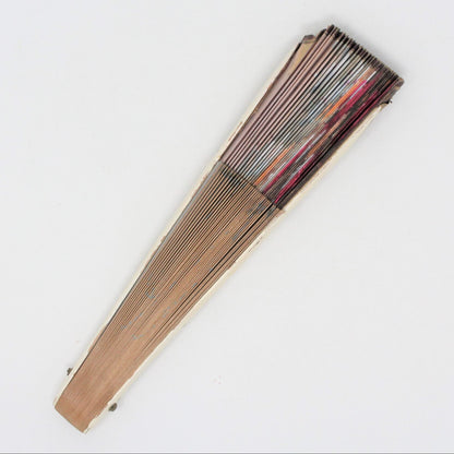 Hand Fan, Spanish Style, Hand Painted, Roses Red /Peach, Vintage, SOLD