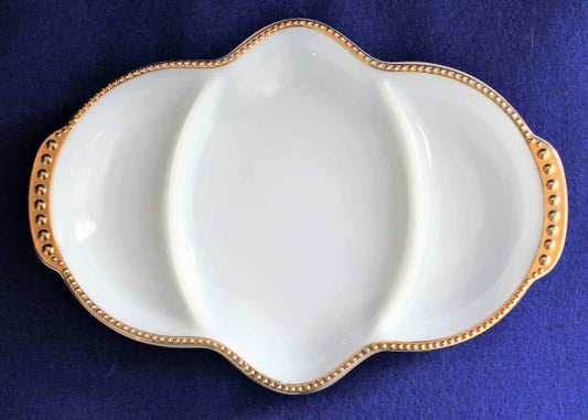 Divided Relish Tray, Anchor Hocking Fire King, Gold Rim, Vintage