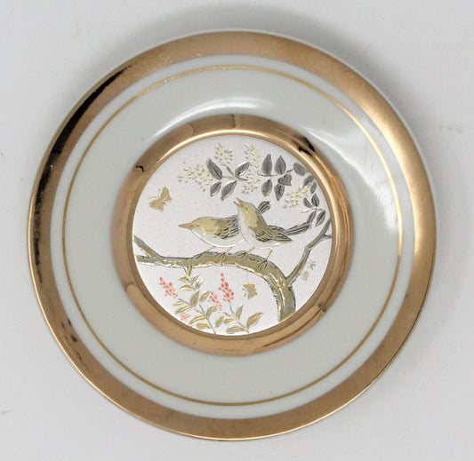 Decorative Plate, Chokin Art, Birds, 24KT Gold, Japan, Vintage