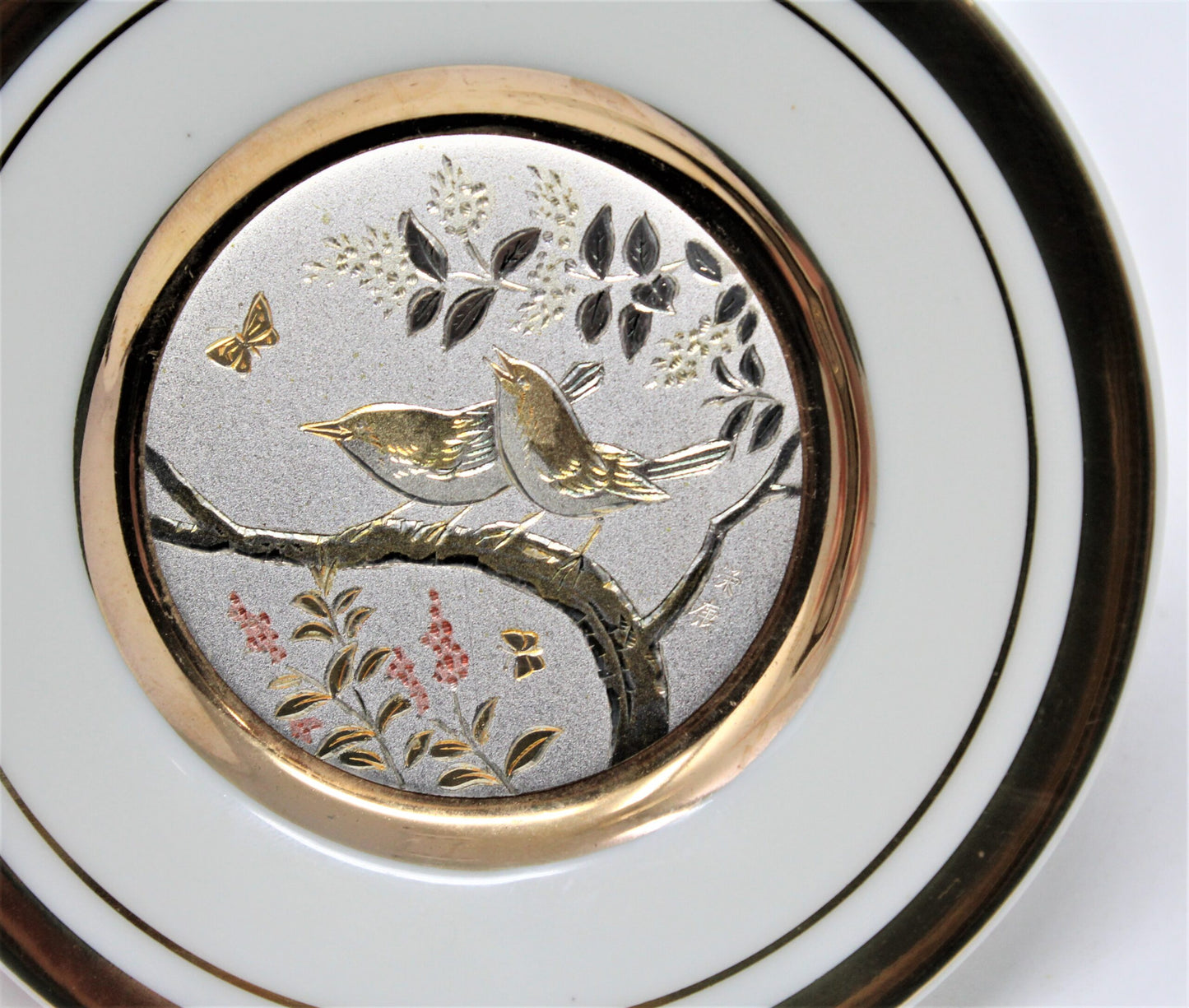 Decorative Plate, Chokin Art, Birds, 24KT Gold, Japan, Vintage