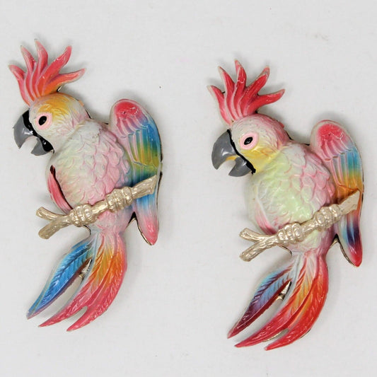 Magnets, Cockatoo, Plastic, Set of 2, Vintage, Korea