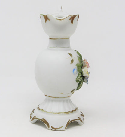 Vase, Arnart, Greek Style Jug, Hand Applied Flowers, Bisque, Vintage