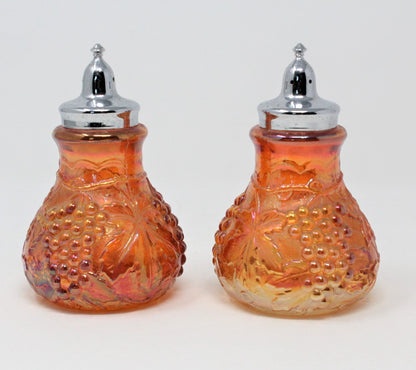 Salt and Pepper Shakers, Imperial Glass, Carnival Grape Marigold, Vintage