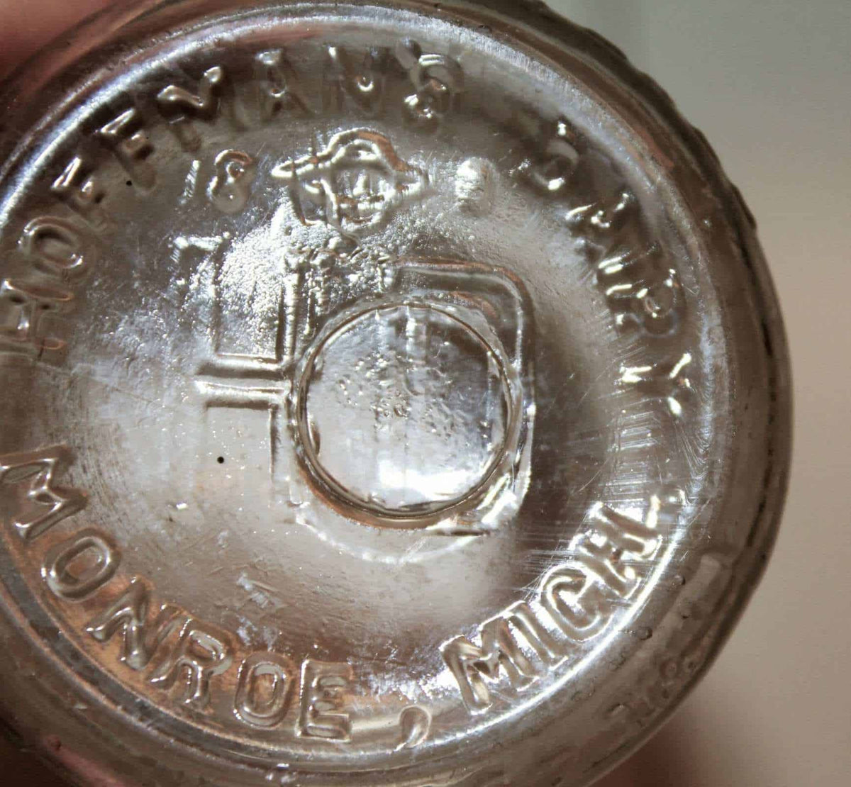 Milk Bottle: Hoffman's Dairy, Half Pint, Embossed, Monroe MI, Owens-Illinois, Rare, Vintage 1930 - SOLD