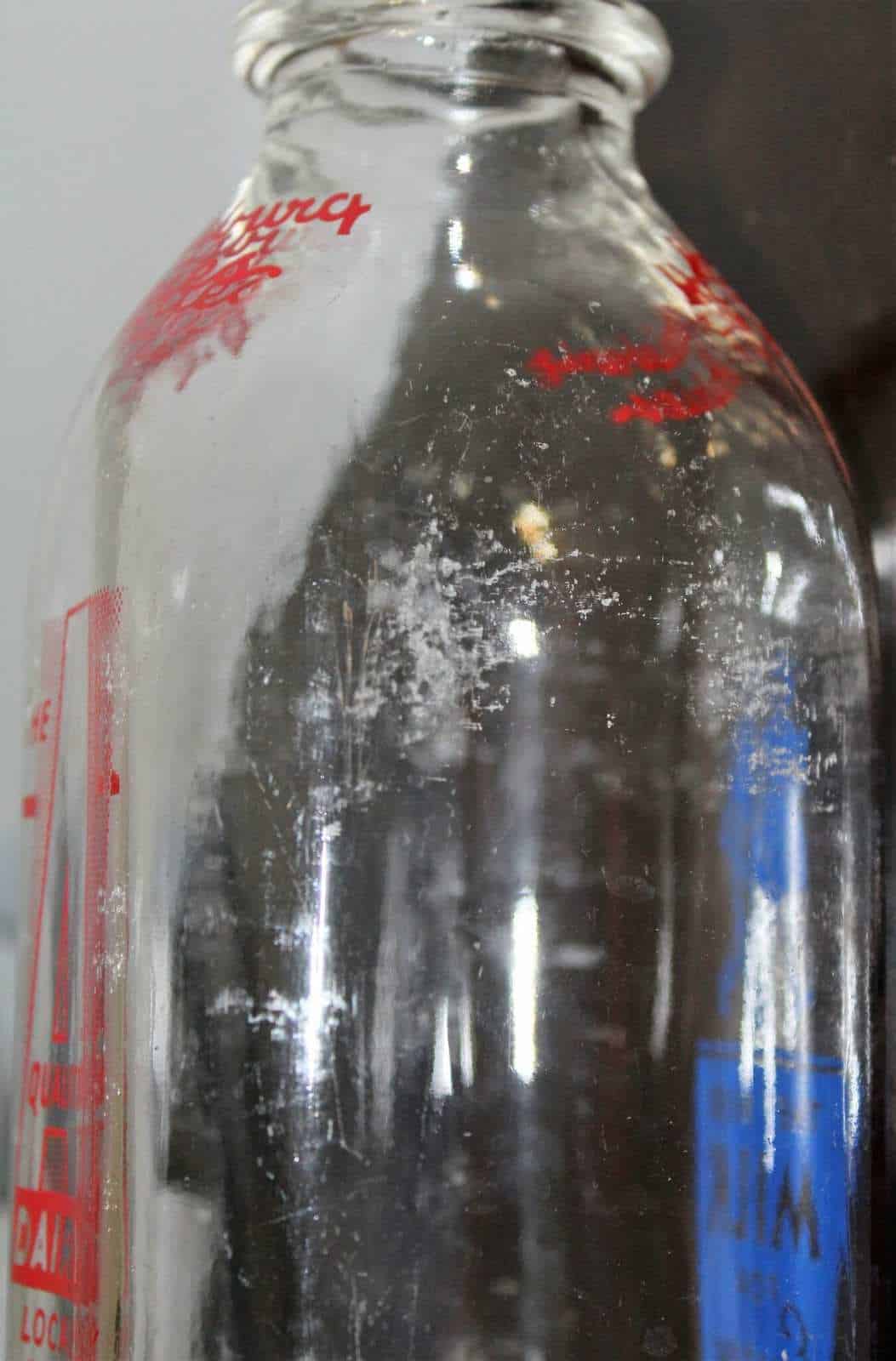 Milk Bottle: Harrisburg Dairies, Red & Blue Pyro, Square, Harrisburg PA, Vintage 1950s - SOLD