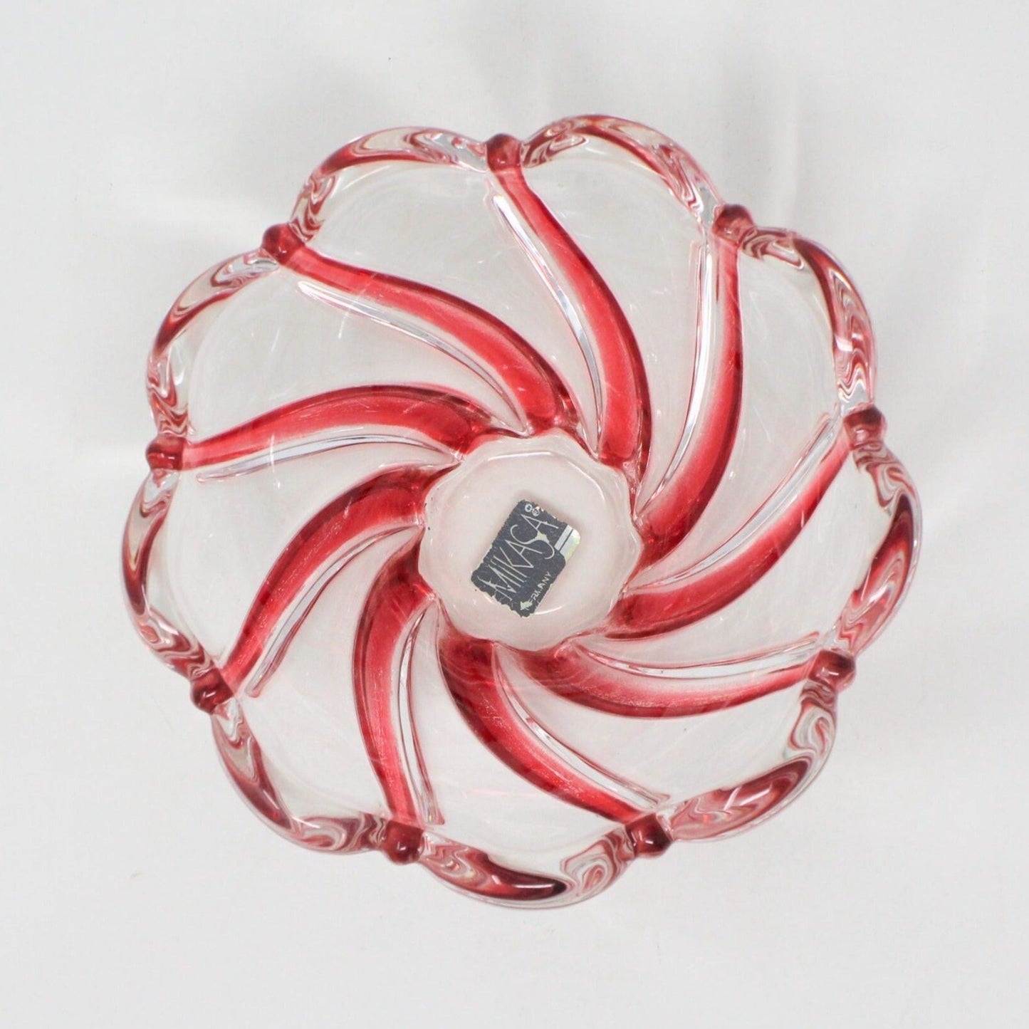 Bowl, Mikasa, Peppermint Red Swirl, Glass, Germany 1997