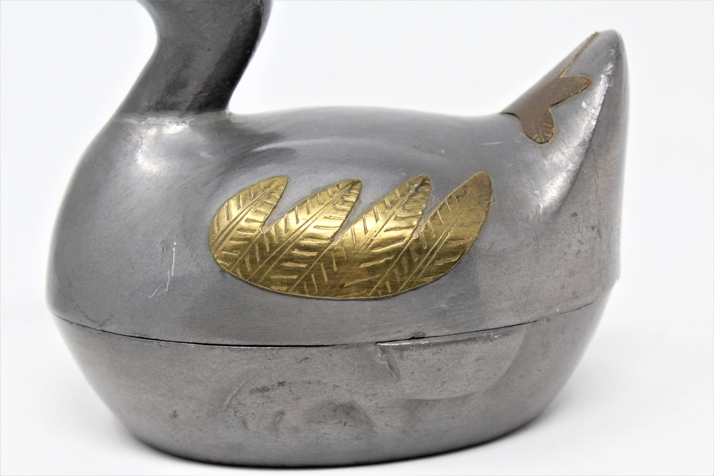 Trinket Box, Duck / Loon, Pewter and Brass Hong Kong, Vintage