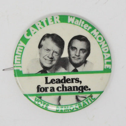 Pinback, Campaign Button, Carter / Mondale 1976 Original, NOS, Vintage