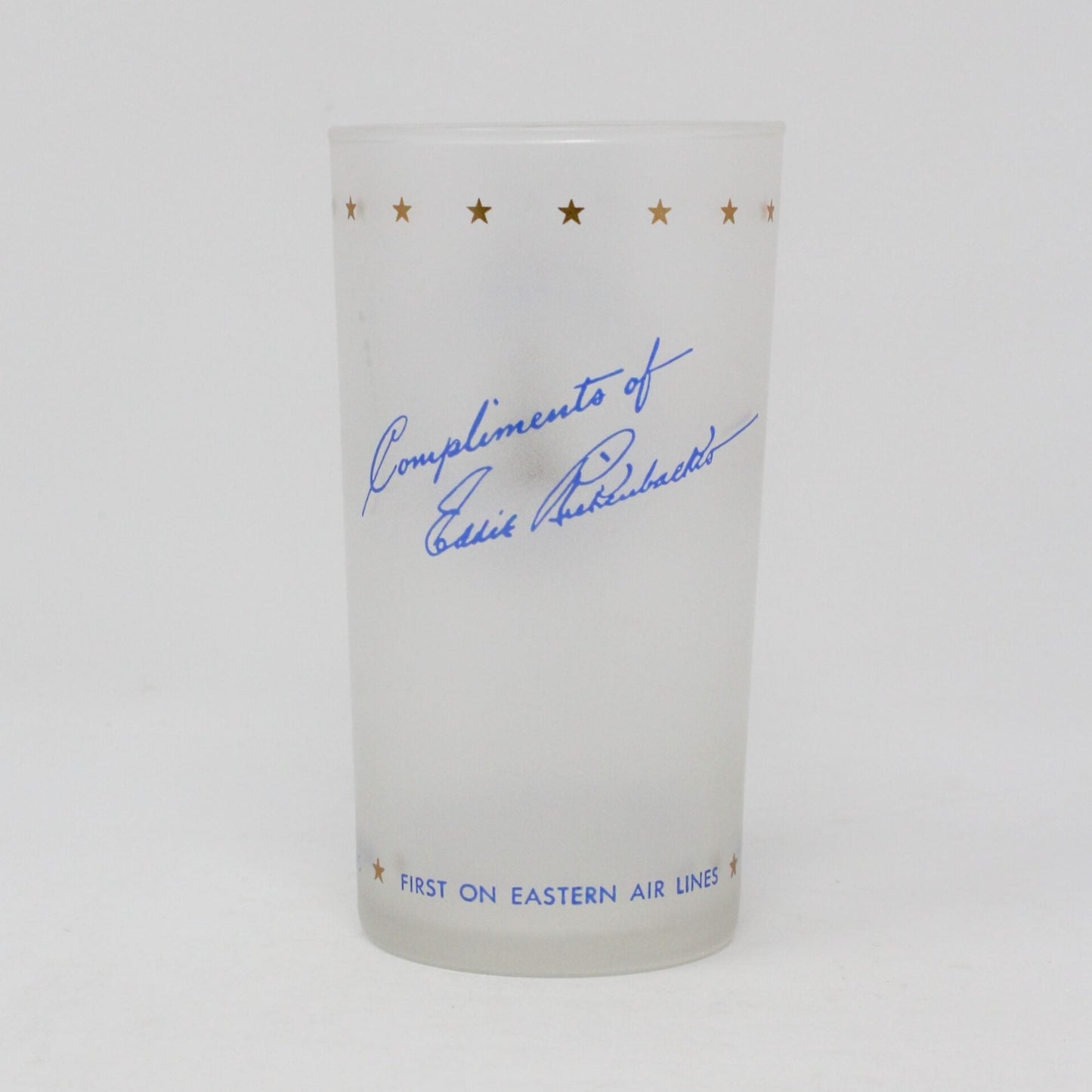 Glasses, Tumbler, Eastern Airlines, Eddie Rickenbacker Signed, Golden Falcon, Vintage