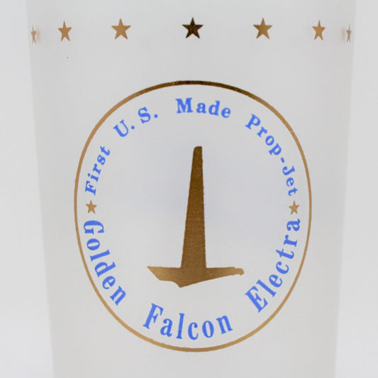 Glasses, Tumbler, Eastern Airlines, Eddie Rickenbacker Signed, Golden Falcon, Vintage, SOLD