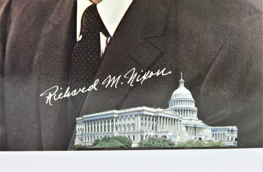 Print, Richard M. Nixon, Lithograph Signed Portrait, NOS, Vintage, 1968