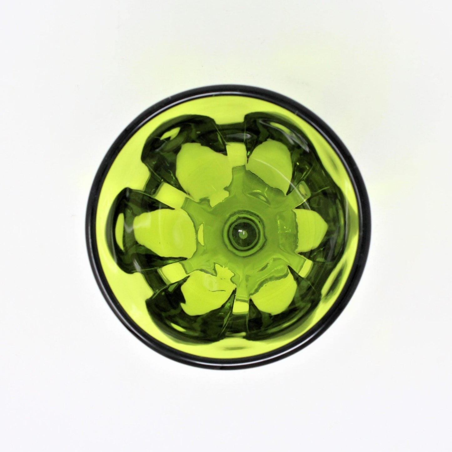 Candy Dish, Viking Epic 6 Petal Green Glass, No Lid, Vintage