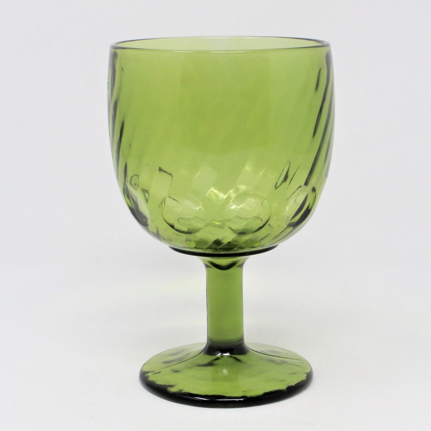 Beer Schooner, Bartlett Collins Thumbprint Swirl Green Glass, Vintage