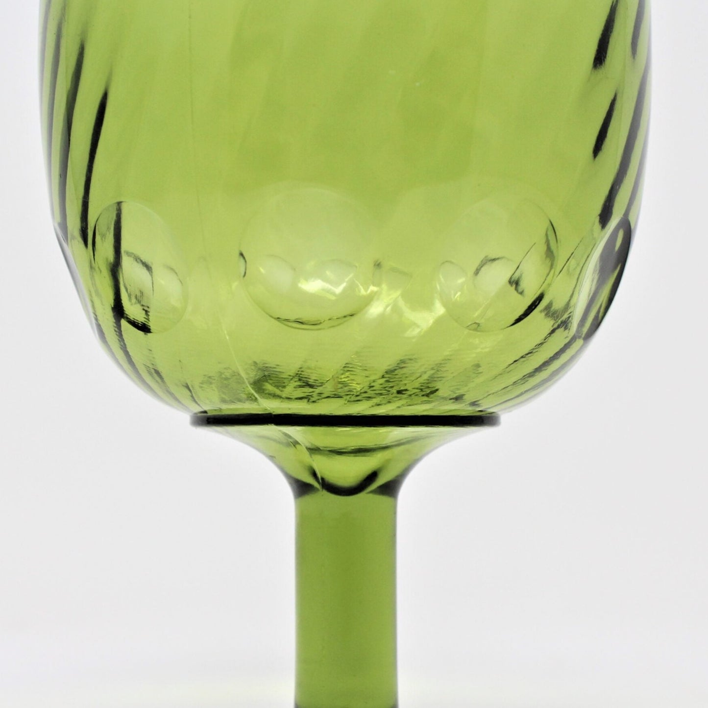 Beer Schooner, Bartlett Collins Thumbprint Swirl Green Glass, Vintage